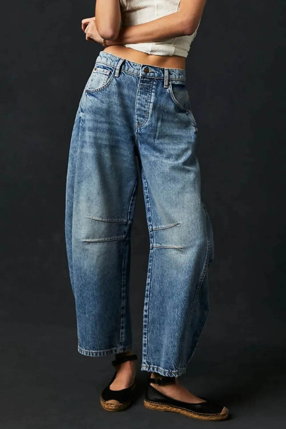 Trendsi Wide Leg Jeans with Pockets for Women - Classic 95% Cotton Fit, No Stretch