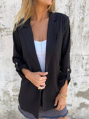 Full Size Lapel Collar Long Sleeve Blazer Plus Size - Store 42