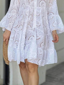 Full Size Eyelet Ruffled Hem Tiered Dress Plus Size - Store 42