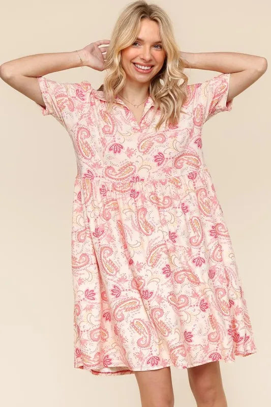 Trendsi Women's Fit And Flare Paisley Print Knit Dress With Pockets - Stylish And Comfortable