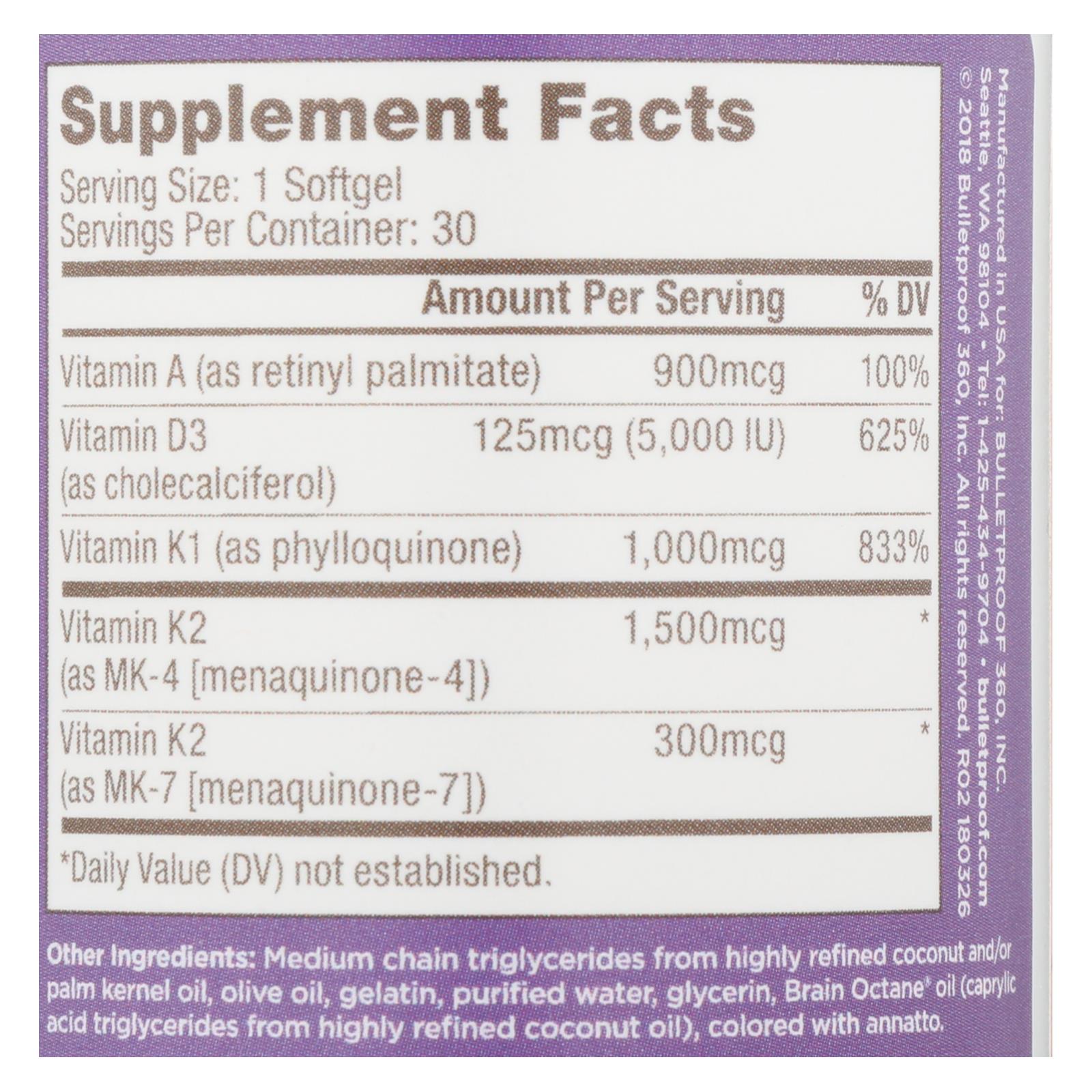 Bulletproof Adk 30 SGEL - Premium Energy Boosting Softgel Supplement