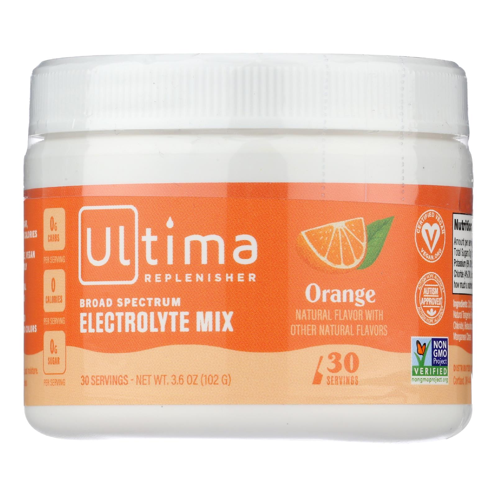Ultima Replenisher Electrolyte Powder - Orange - Can - 3.6 oz