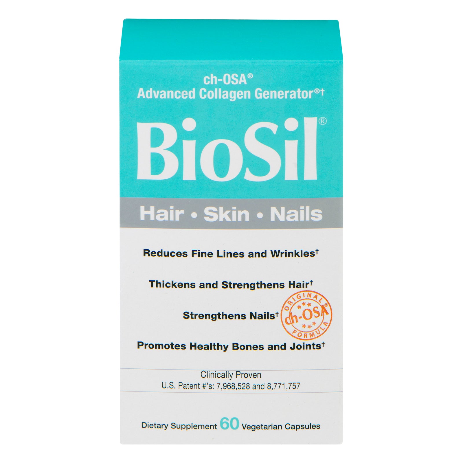 Biosil Hair Skin Nails Supplement - 60 Vegetarian Capsules for Healthy Hair & Skin