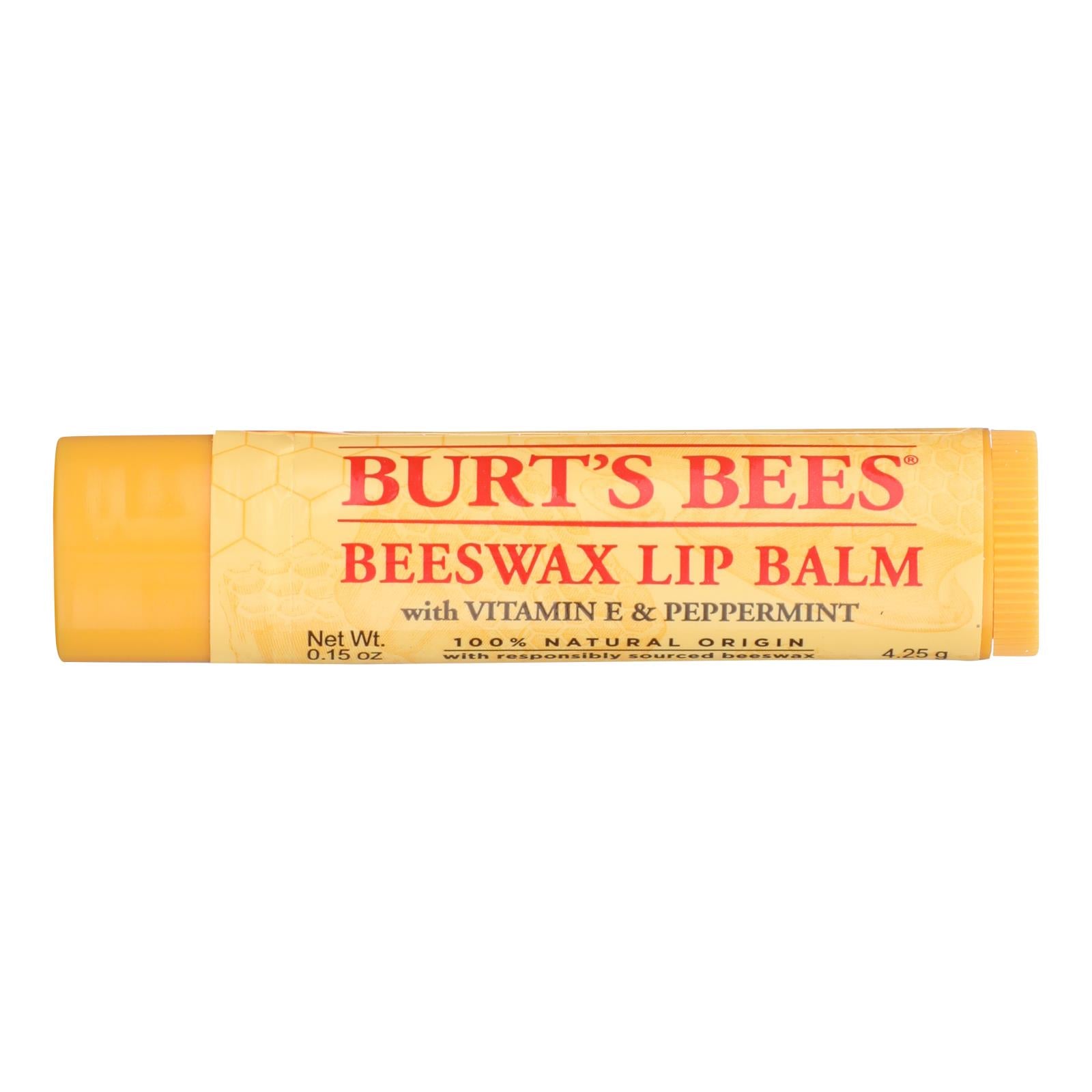 Burt's Bees Beeswax Lip Balm - 100% Natural with Vitamin E & Peppermint - 36 Count Tubes