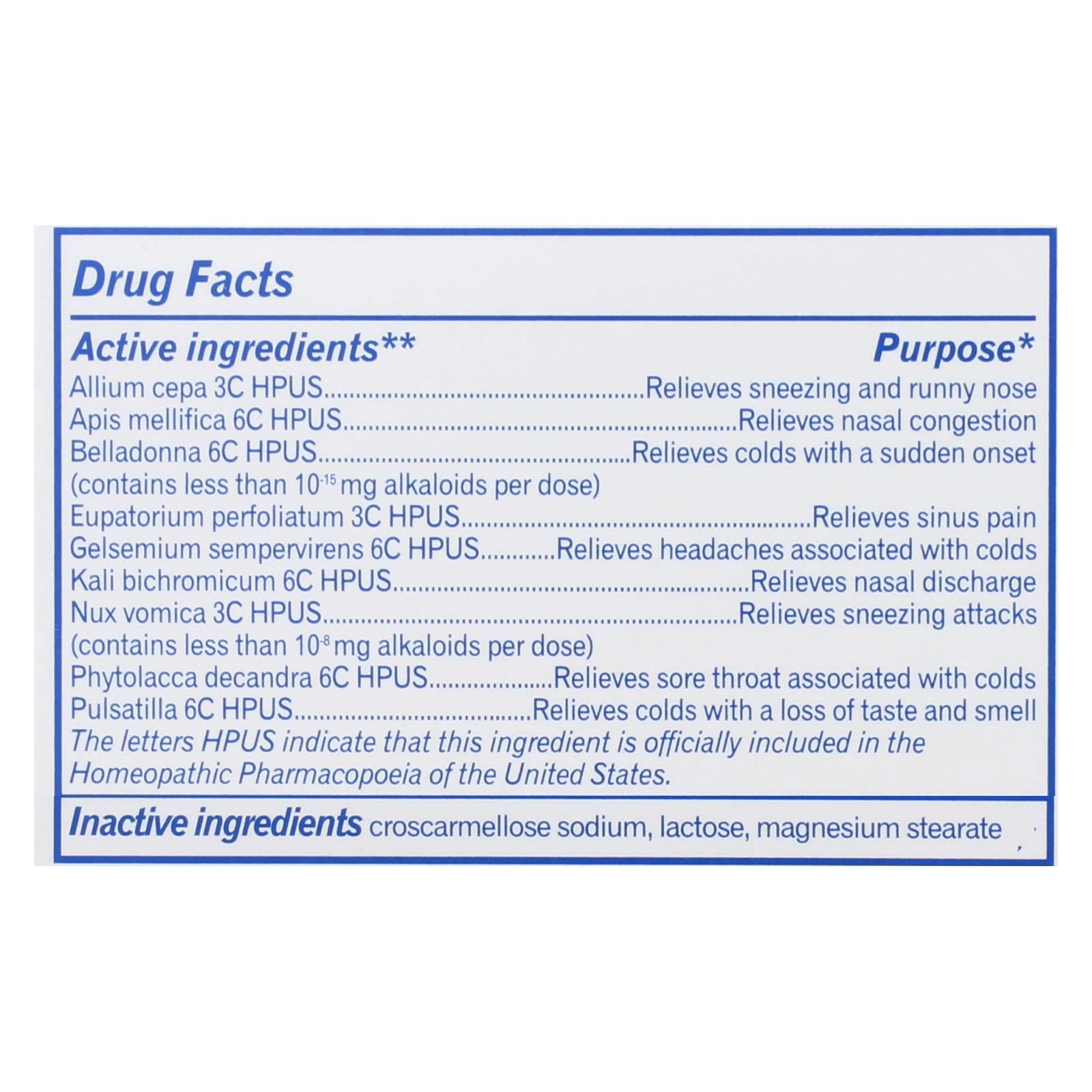 Boiron ColdCalm Homeopathic Cold Relief for Children - 60 Natural Tablets for Cough & Congestion