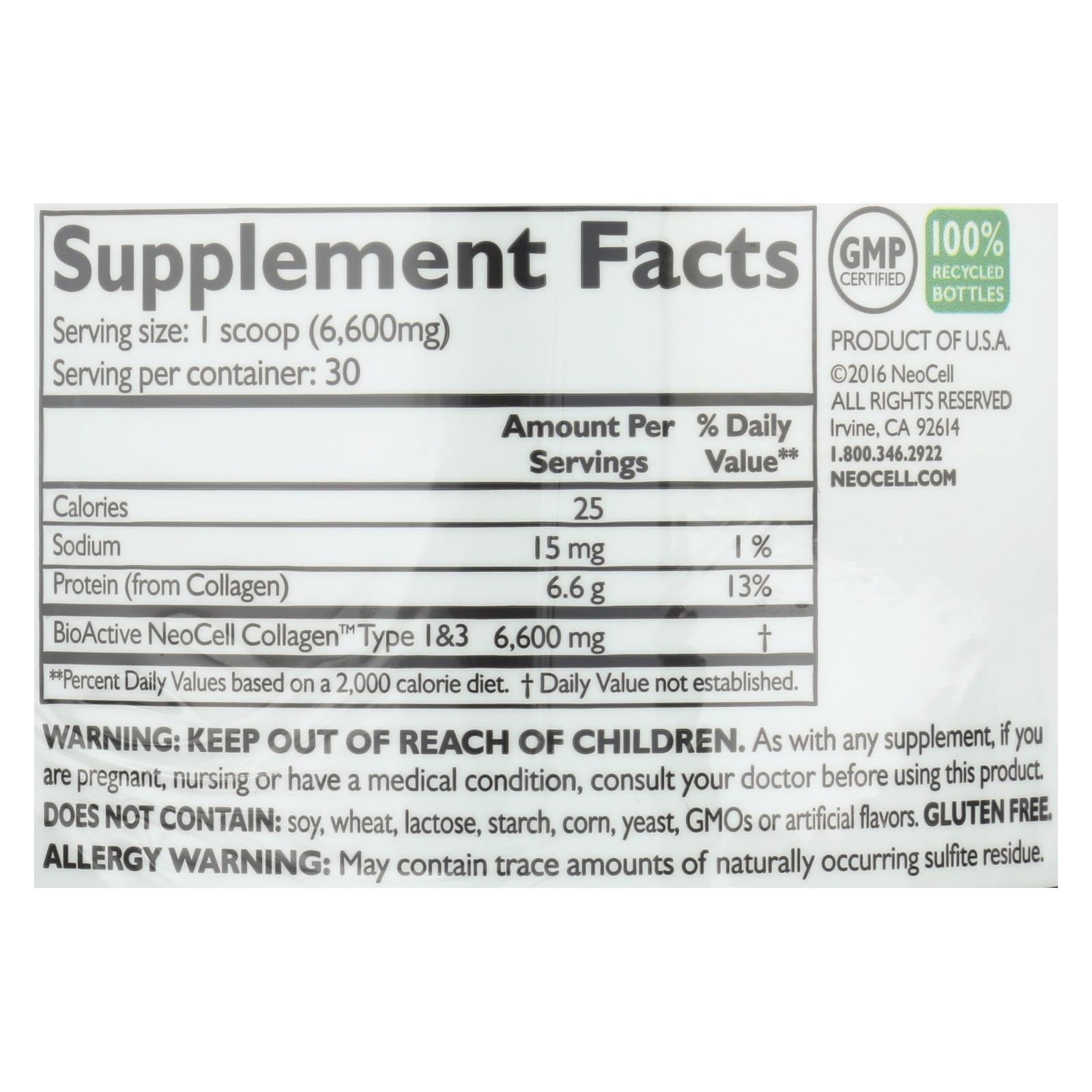 NeoCell Super Collagen Type 1 and 3 Powder - 6600 mg - 7 oz