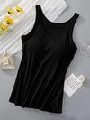 Round Neck Tank with Bra Black