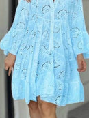 Full Size Eyelet Ruffled Hem Tiered Dress Plus Size - Store 42