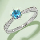 Moissanite 925 Sterling Silver Ring Light Blue