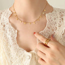Elegant 18K Gold-Plated Titanium Steel Charm Necklace - 15.7 Inch Adjustable Length - Store 42
