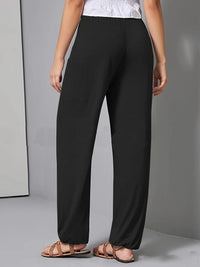 Drawstring Wide Leg Pants with Pockets