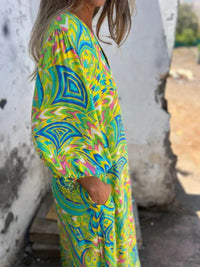 Full Size Printed V-Neck Dress with Pockets Plus Size - Store 42