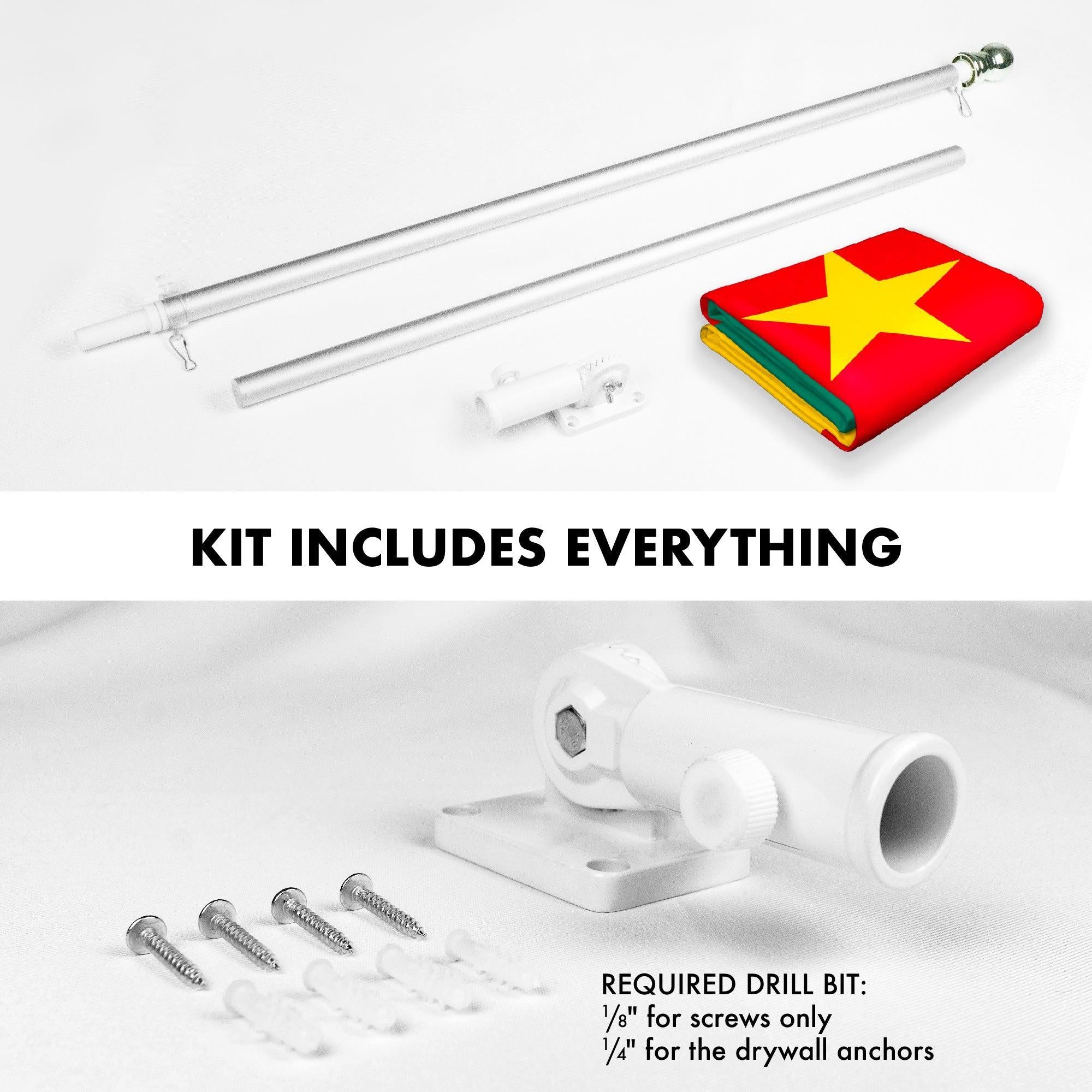 6 Ft Tangle Free Spinning Flagpole & Cameroon Flag 3x5 Ft with Brass Grommets - Heavy Duty Aluminum