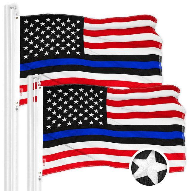 Blue Lives Matter Flag 3x5 Ft 2-Pack Embroidered Polyester By G128