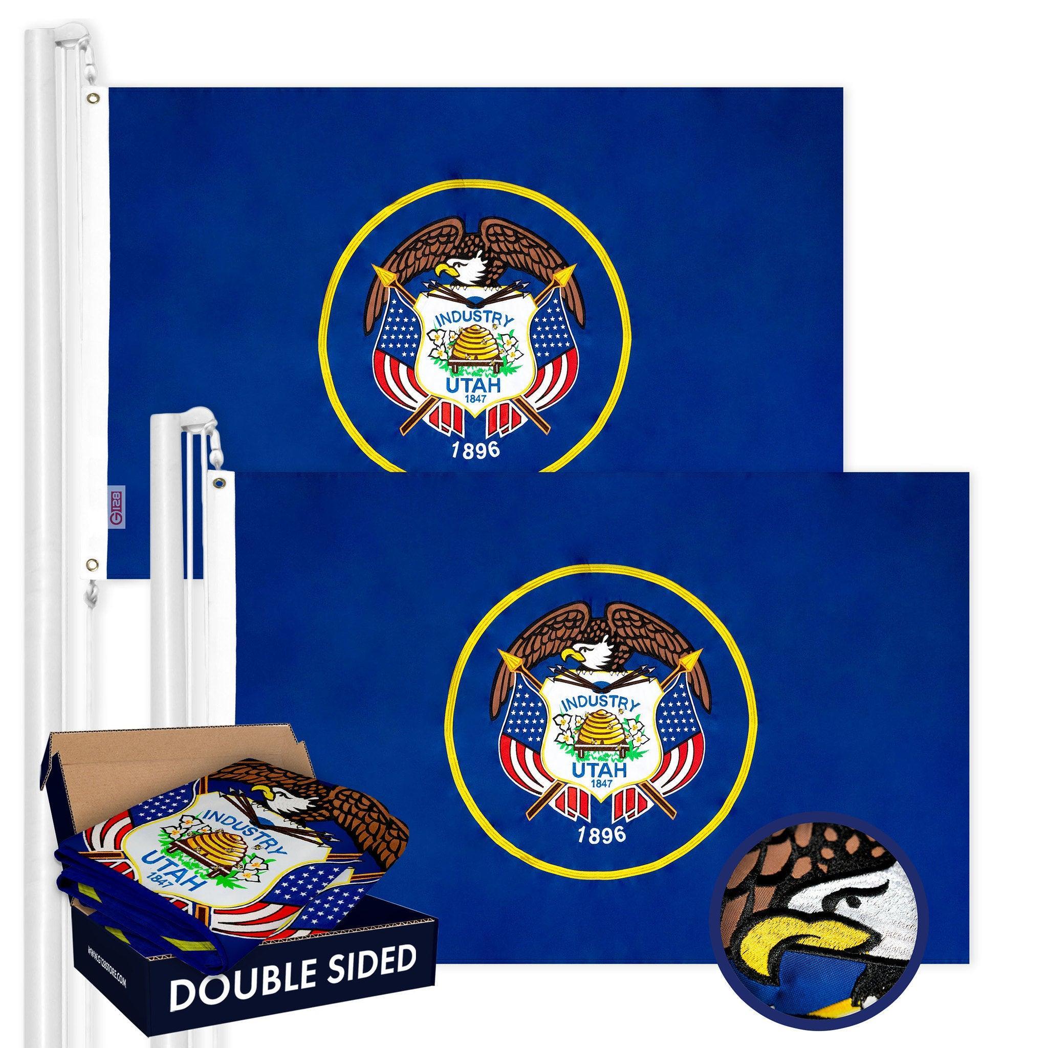 Utah UT State Flag 3x5 Ft 2-Pack Double-sided Embroidered Polyester By G128
