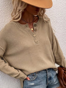 Button Detail Long Sleeve Knit Top