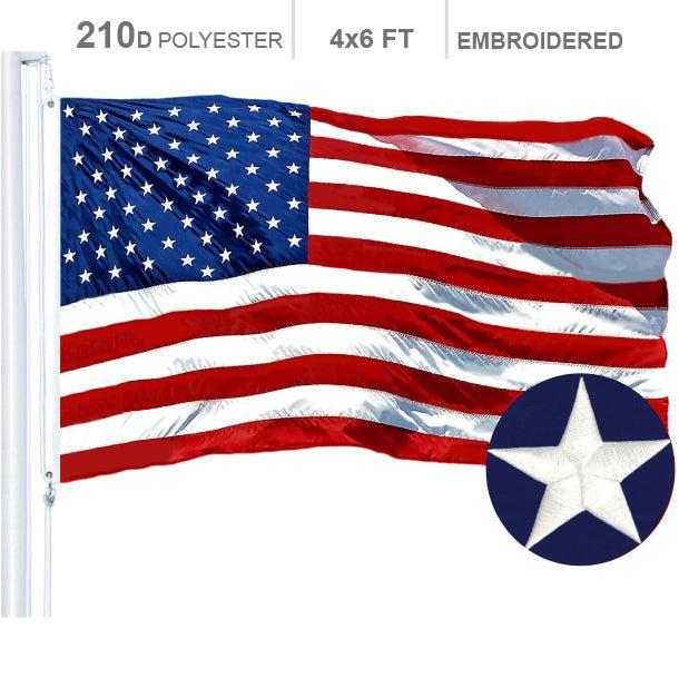 American Flag 4x6 Ft - Durable 210D Embroidered Polyester with Brass Grommets - Heavy Duty Quality