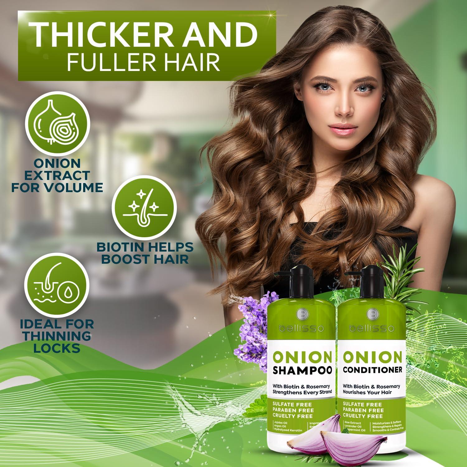 Onion Shampoo and Conditioner Set   With Rosemary and Biotin   Thickening Products for Women and Men   Volumizing Salon Grade Formula for Thinning Hair Care   Hydrating Moisturizing and Sulfate Free