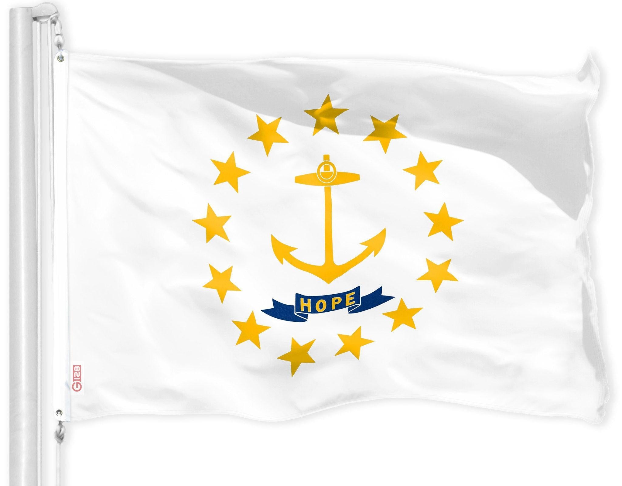 Vibrant Rhode Island State Flag 3x5 Ft | 150D Polyester, Durable Indoor/Outdoor Use with Brass Grommets