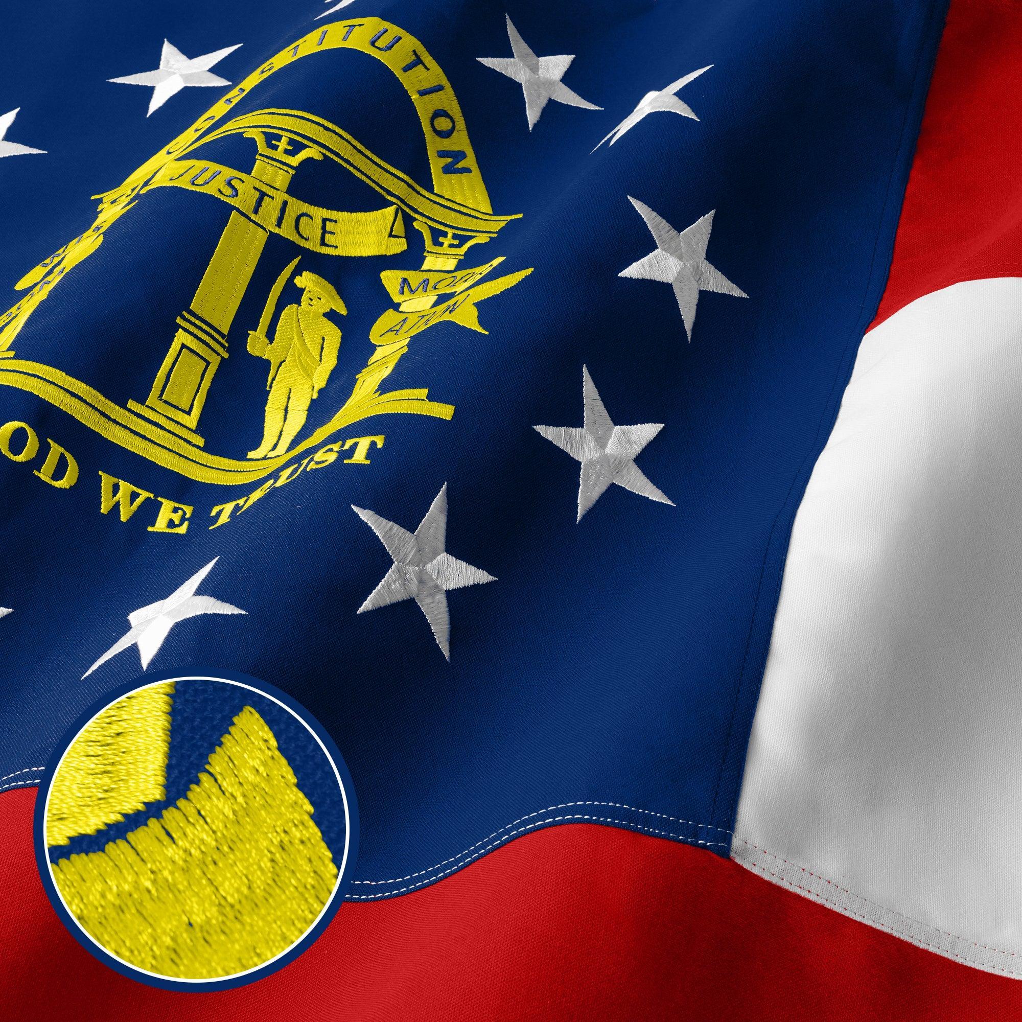 5x8 Ft Georgia State Flag - StormFlyer Series, 220GSM Heavy Duty Spun Polyester, Embroidered, Indoor/Outdoor
