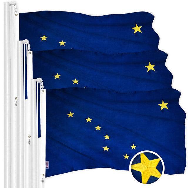 Alaska AK State Flag 3x5 Ft 3-Pack Embroidered Polyester By G128