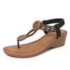 Rivet Decor Toe Post Wedge Sandals Black