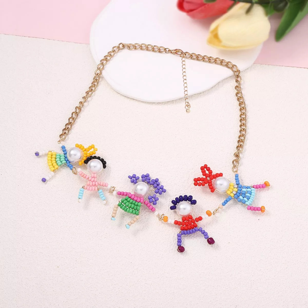 Elegant 18K Gold-Plated Bead Charm Necklace with Extension Chain - Trendsi