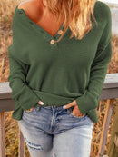 Button Detail Long Sleeve Knit Top