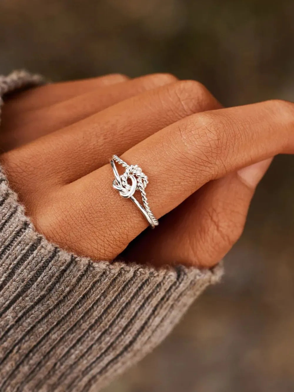 Adjustable 925 Sterling Silver Knotted Ring - Elegant Gift Box Included