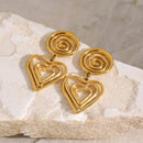 18K Gold-Plated Stainless Steel Heart Earrings - Elegant and Stylish Jewelry - Store 42