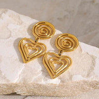18K Gold-Plated Stainless Steel Heart Earrings - Elegant and Stylish Jewelry - Store 42