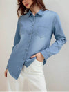 Full Size Button-Up Long Sleeve Denim Shirt Plus Size - Store 42