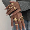 10-Piece 18K Gold-Plated Alloy Geometric Ring Set for Stylish Accessories - Store 42