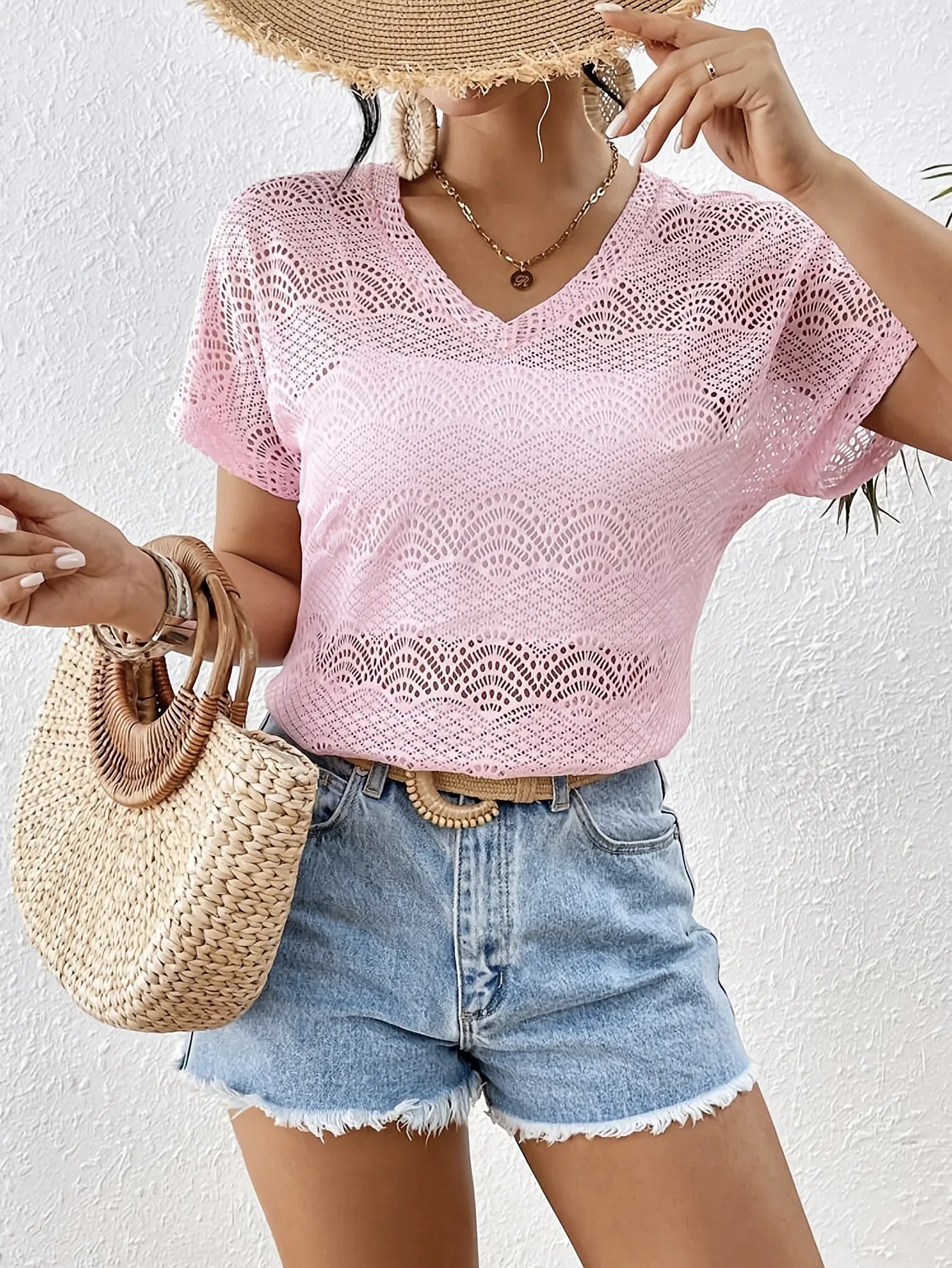 Crochet Lace V-Neck Summer Top