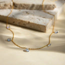 18K Gold-Plated Stainless Steel Rhinestone Charm Necklace with Extension Chain - Store 42