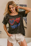 BiBi 4th Of July Theme Mineral Washed Laser Cut Top - Store 42