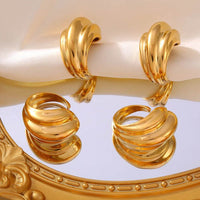 Elegant 18K Gold-Plated Titanium Steel Open Ring - Chic Accessory for Stylish Outfits - Store 42