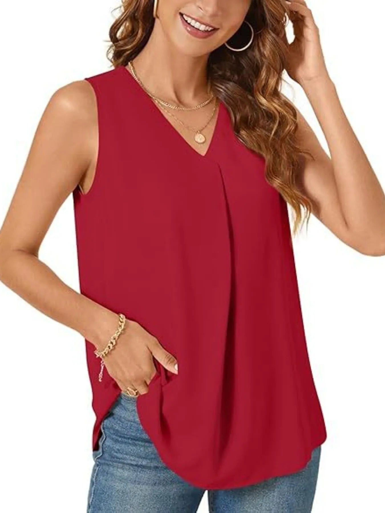 Full Size V-Neck Sleeveless Tank Top Plus Size