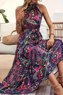 Tied Floral Sleeveless Dress Violet