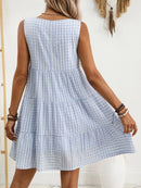 Plaid Round Neck Sleeveless Mini Dress