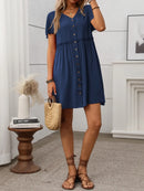 Button Front Flutter Sleeve Dress