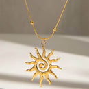 18K Gold-Plated Celestial Sun Pendant Necklace with Radiant Design - Hypoallergenic & Tarnish-Resistant - Store 42
