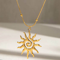18K Gold-Plated Celestial Sun Pendant Necklace with Radiant Design - Hypoallergenic & Tarnish-Resistant - Store 42