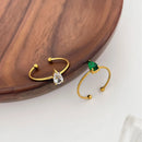2-Piece 18K Gold-Plated Inlaid Zircon Open Ring