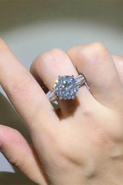5 Carat Moissanite Ring in 925 Sterling Silver - Elegant Jewelry with Certificate & Warranty