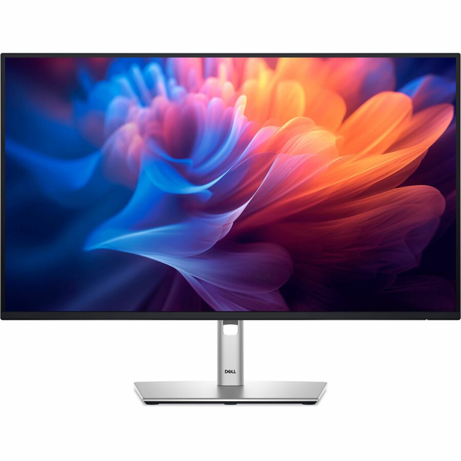 Dell P2725HE 27" Monitor featuring a stunning abstract image with bright colors, demonstrating the monitor's exceptional clarity and vibrant display capabilities.