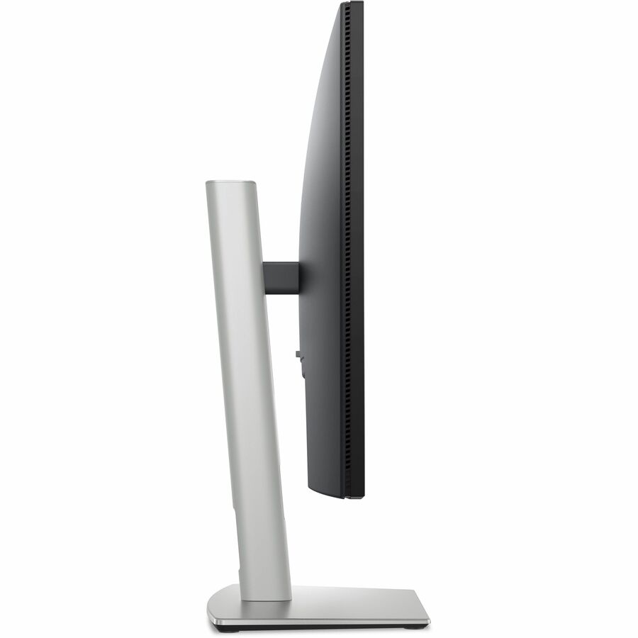 Alternative side view of the Dell P2725HE 27" Monitor, showcasing its sturdy build and eye-catching design elements.