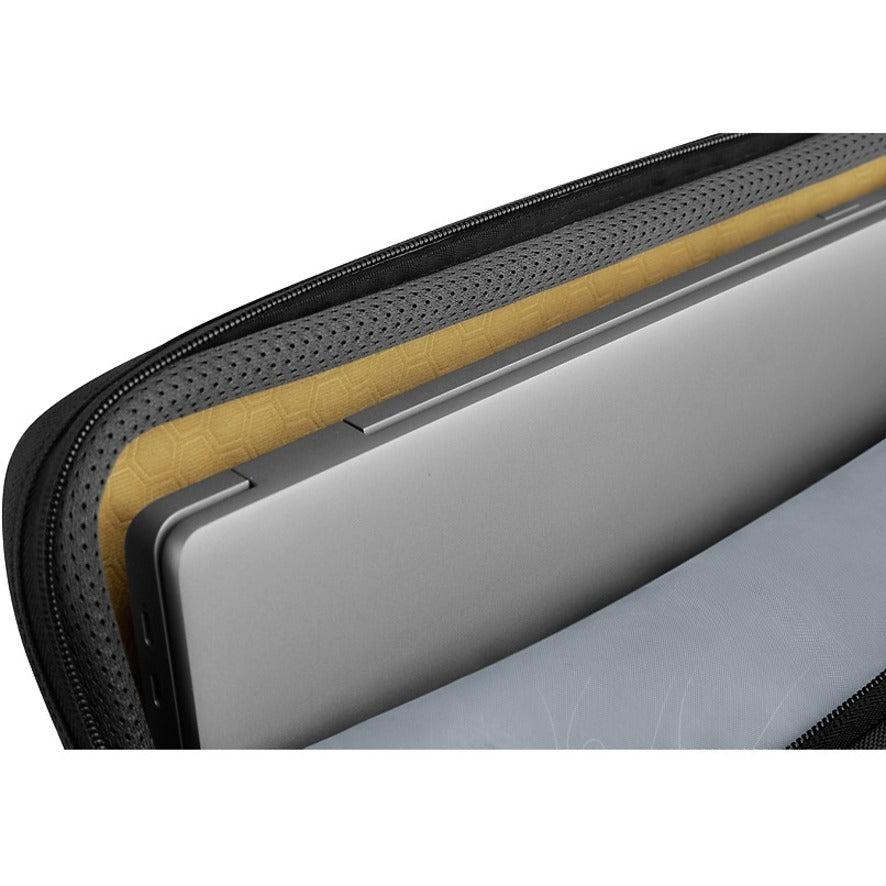 Interior view of the Dell EcoLoop Pro 16" Notebook Carrying Case revealing organized laptop and accessory compartments, designed for efficiency.