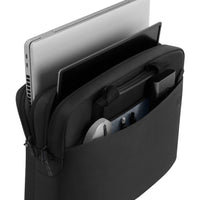 Open Dell EcoLoop Pro 16" Notebook Carrying Case displaying various stored items, illustrating optimal organization for mobile professionals.