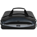 Inside view of the Dell EcoLoop Pro 16" Notebook Carrying Case, showcasing its sleek black interior designed for secure laptop storage.